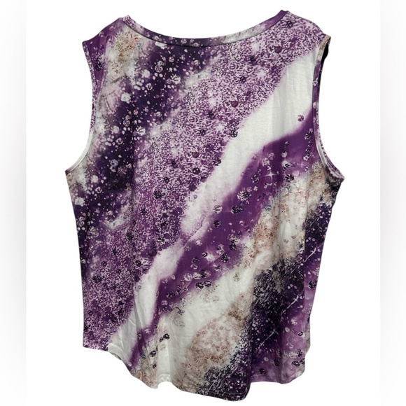 Women’s Casual Tank Top Plus Size 22W Purple Colorblock V-Neck Stripe Print NWOT - Picture 3 of 8